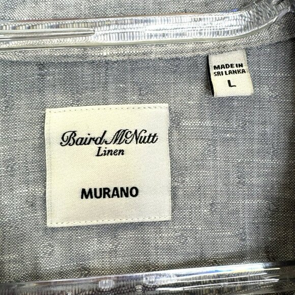 Baird McNutt Murano Shirt Mens Large 100% Linen Gray Long Sleeve Button Front - Picture 2 of 4